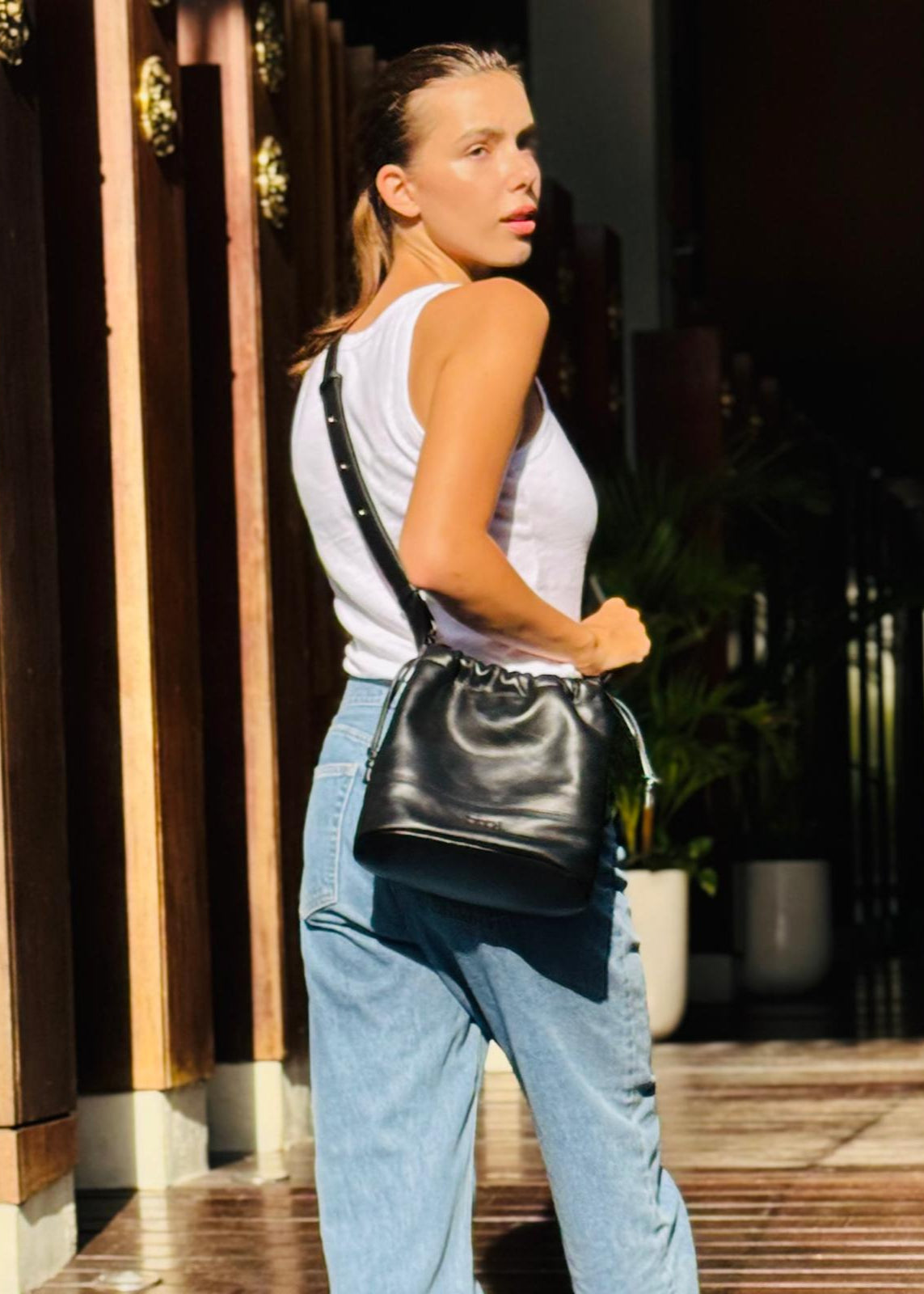 Bucket Bag - Black Cow Hide